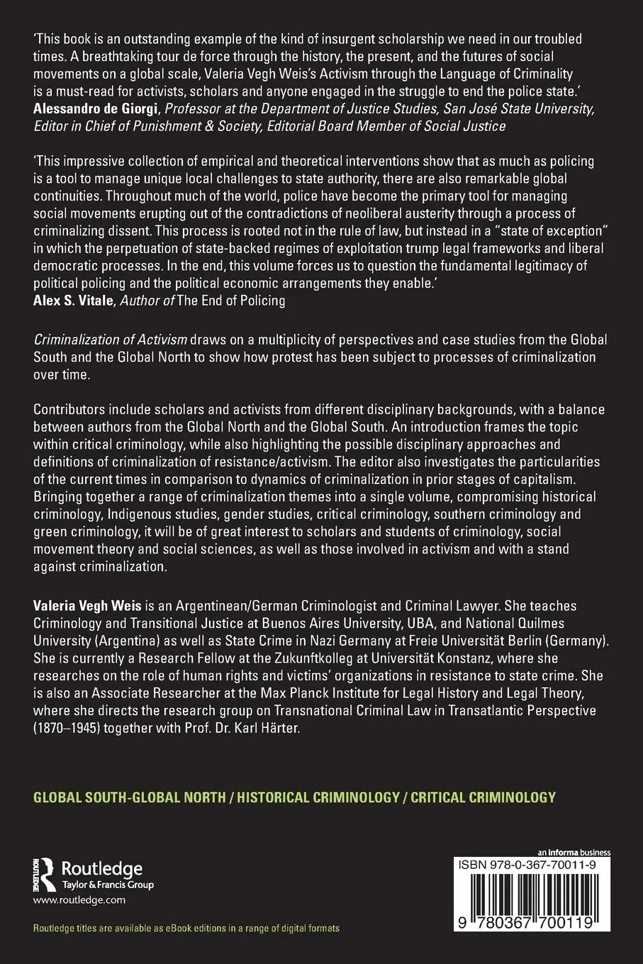 Rückseite: 9780367700119 | Criminalization of Activism | Valeria Vegh Weis | Taschenbuch | 2021