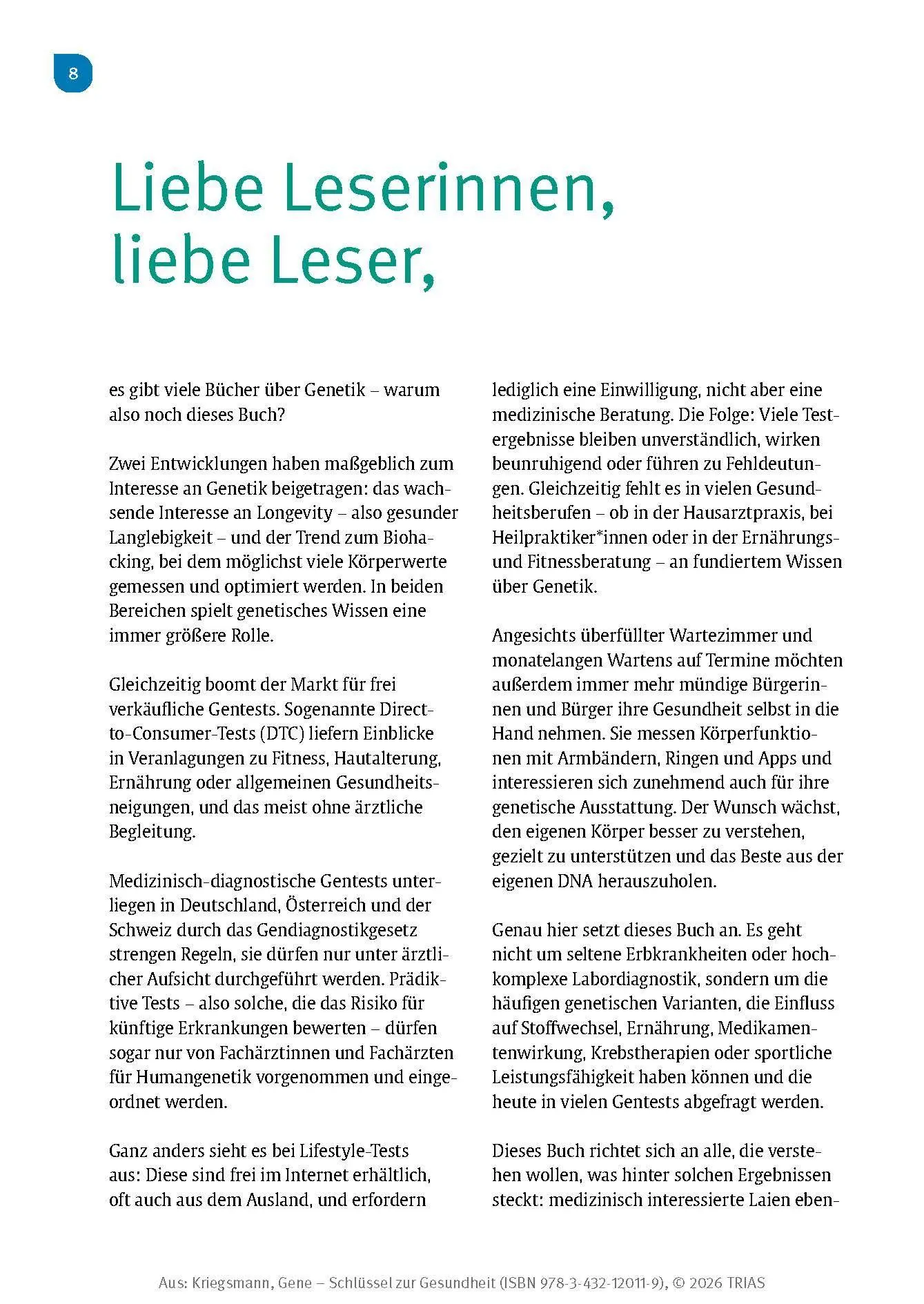 Bild: 9783432120119 | Gene - Schlüssel zur Gesundheit | Jörg Kriegsmann | Taschenbuch | 2025