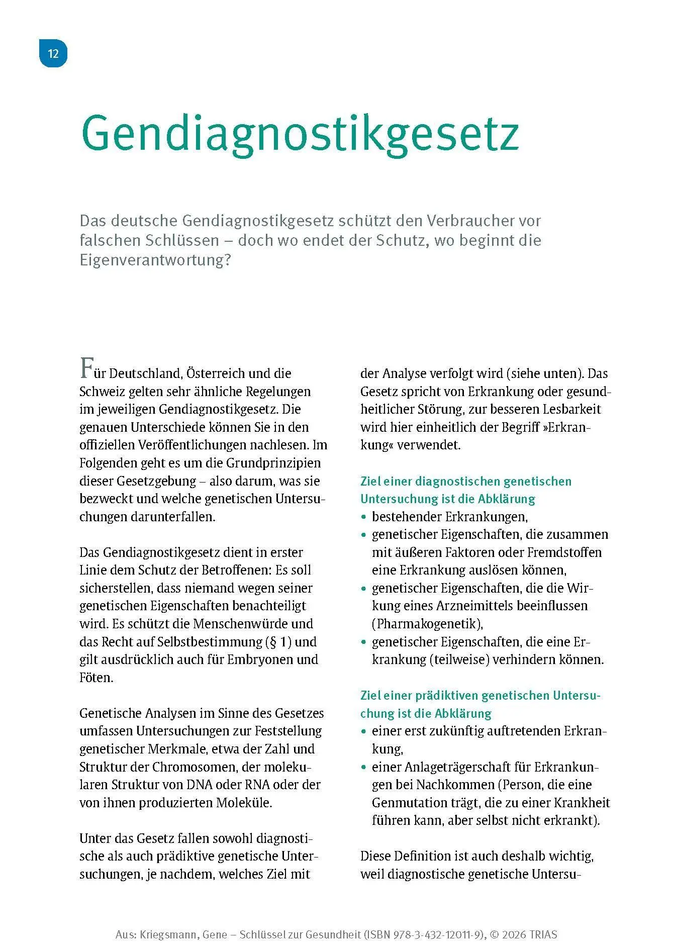 Bild: 9783432120119 | Gene - Schlüssel zur Gesundheit | Jörg Kriegsmann | Taschenbuch | 2025