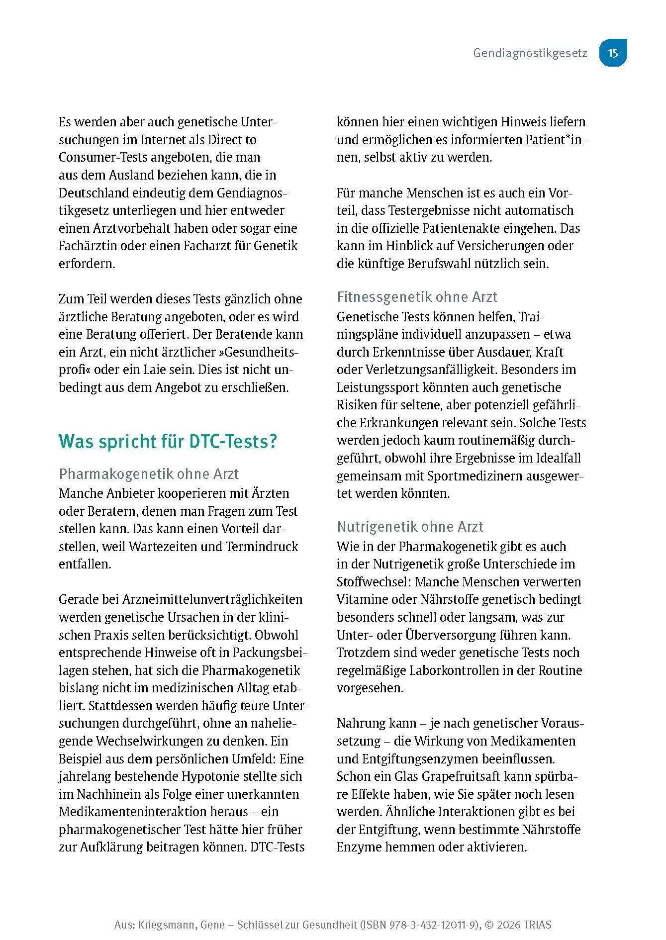 Bild: 9783432120119 | Gene - Schlüssel zur Gesundheit | Jörg Kriegsmann | Taschenbuch | 2025