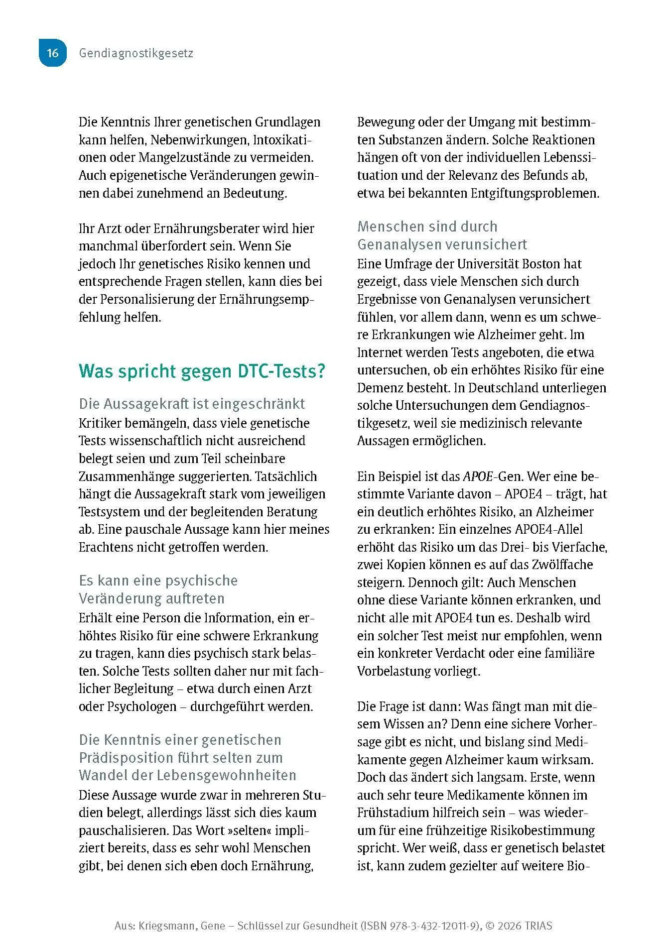 Bild: 9783432120119 | Gene - Schlüssel zur Gesundheit | Jörg Kriegsmann | Taschenbuch | 2025