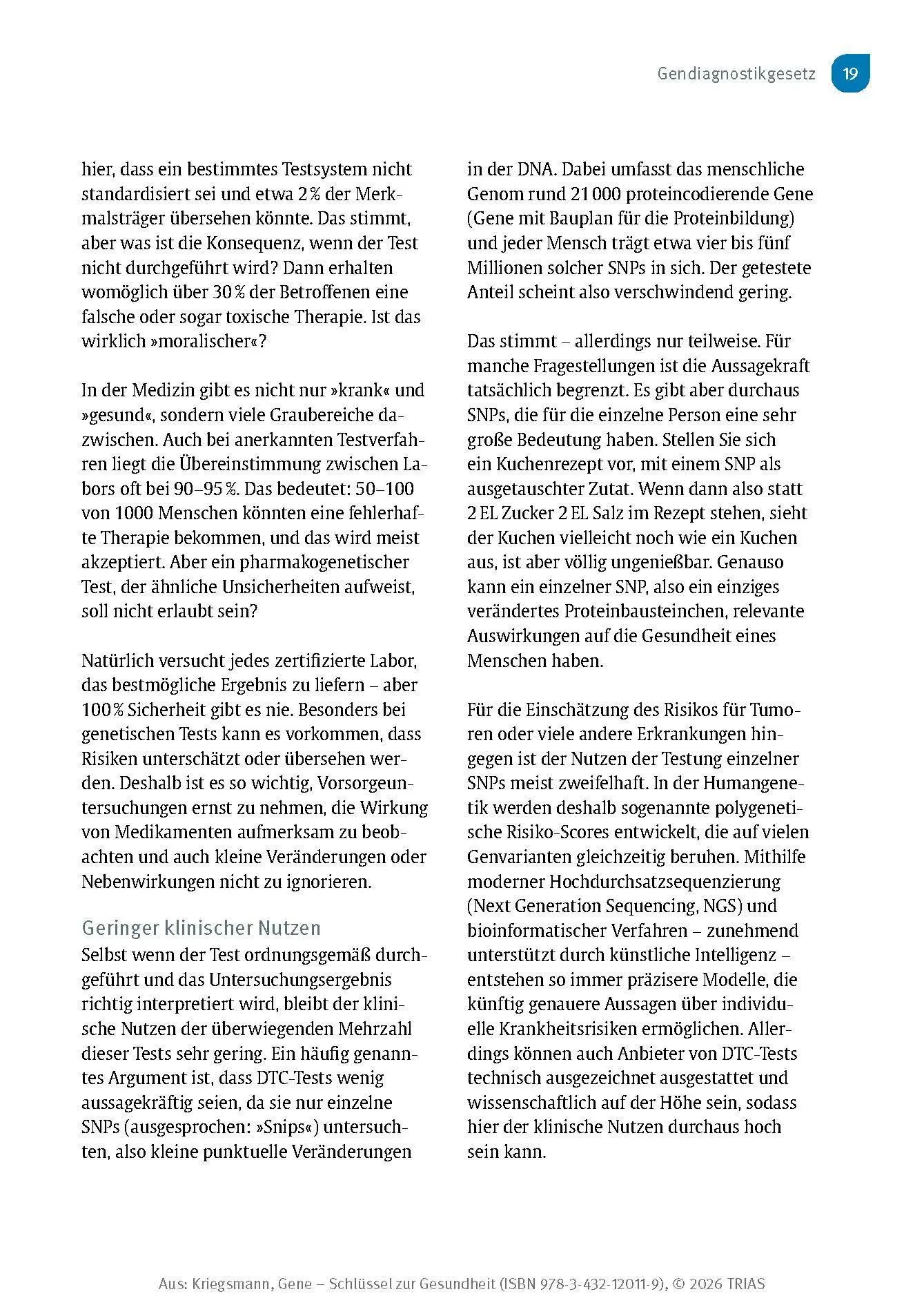 Bild: 9783432120119 | Gene - Schlüssel zur Gesundheit | Jörg Kriegsmann | Taschenbuch | 2025