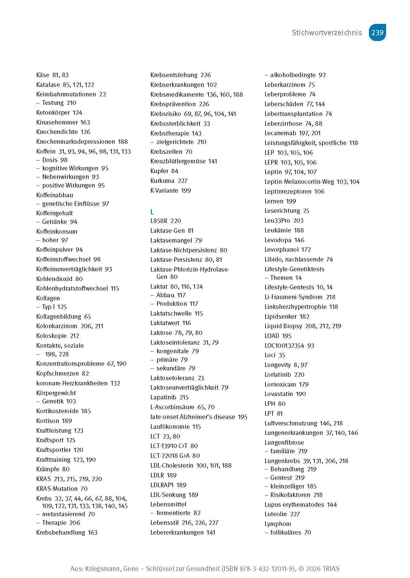 Bild: 9783432120119 | Gene - Schlüssel zur Gesundheit | Jörg Kriegsmann | Taschenbuch | 2025