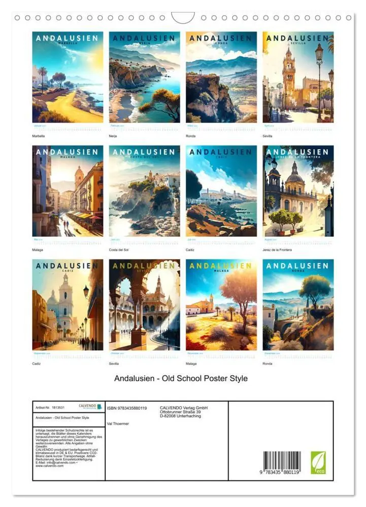 Bild: 9783435880119 | Andalusien - Old School Poster Style (Wandkalender 2025 DIN A3...