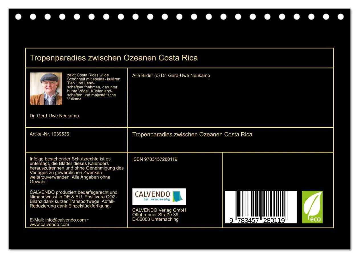 Bild: 9783457280119 | Tropenparadies zwischen Ozeanen Costa Rica (Tischkalender 2026 DIN...