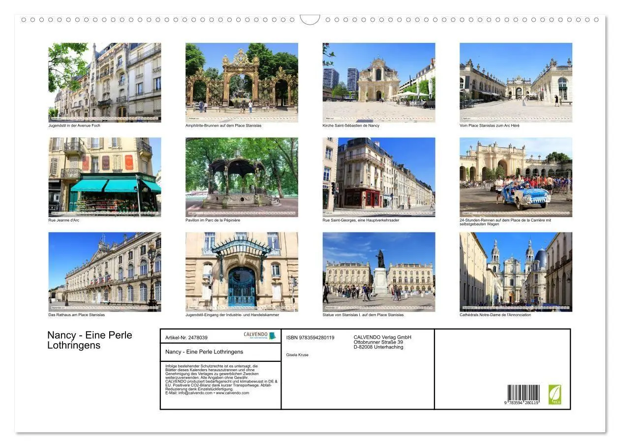 Bild: 9783594280119 | Nancy - Eine Perle Lothringens (Wandkalender 2027 DIN A2 quer),...