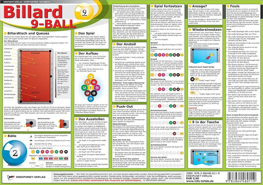 Cover: 9783864480119 | Billard 9-Ball | Michael Schulze | (Land-)Karte | 1 S. | Deutsch