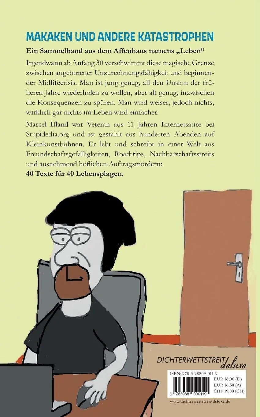 Rückseite: 9783988090119 | Makaken und andere Katastrophen | 40 Texte für 40 Lebensplagen | Buch