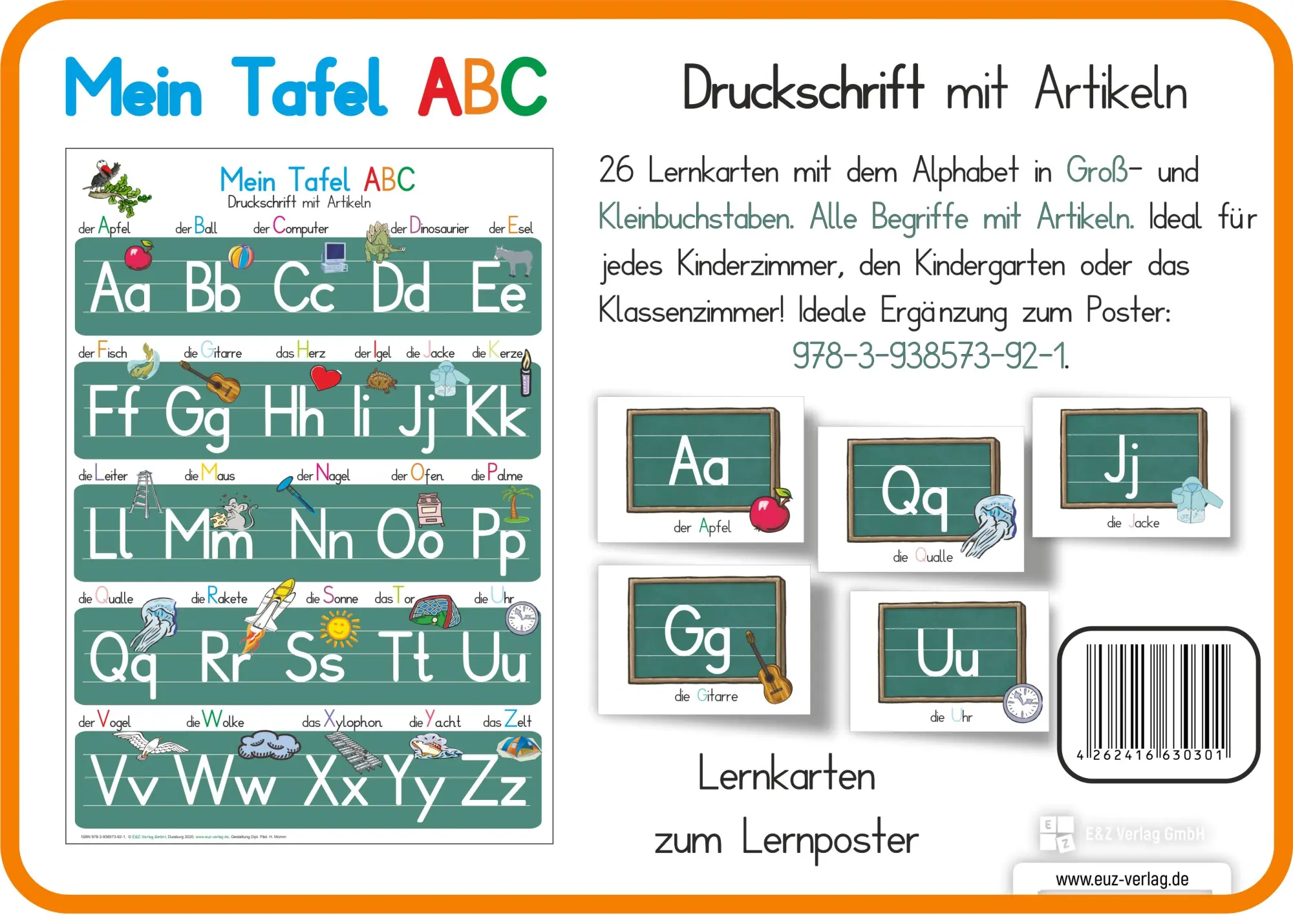 Rückseite: 4262416630219 | Mein Tafel ABC in Druckschrift mit Artikeln | Helga Momm | Deutsch