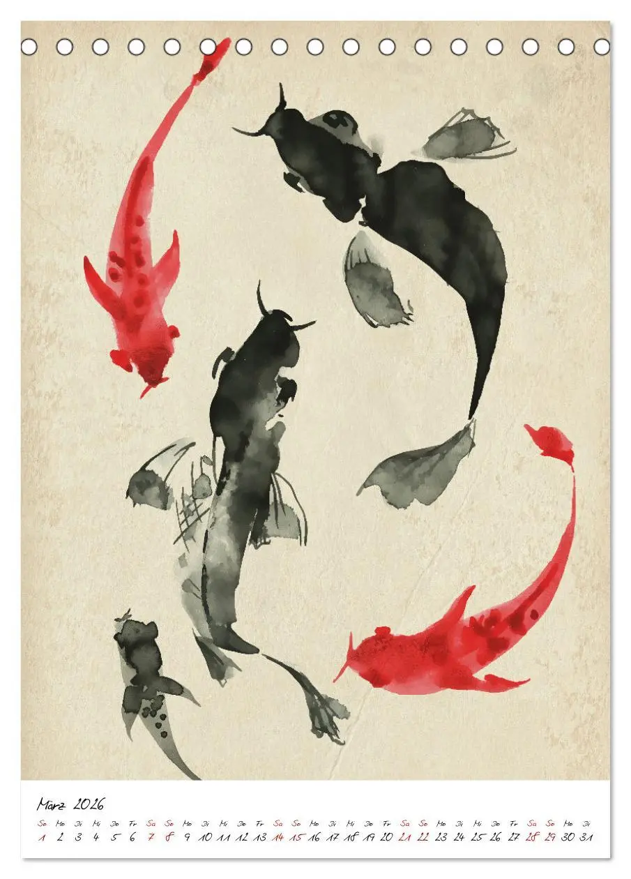 Bild: 9783516360219 | Sumi-e Kunst im japanischen Stil (Tischkalender 2026 DIN A5 hoch),...
