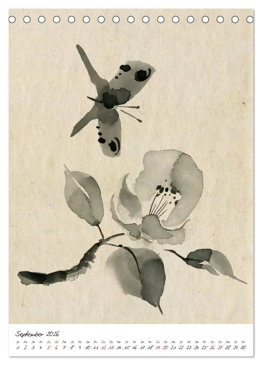 Bild: 9783516360219 | Sumi-e Kunst im japanischen Stil (Tischkalender 2026 DIN A5 hoch),...