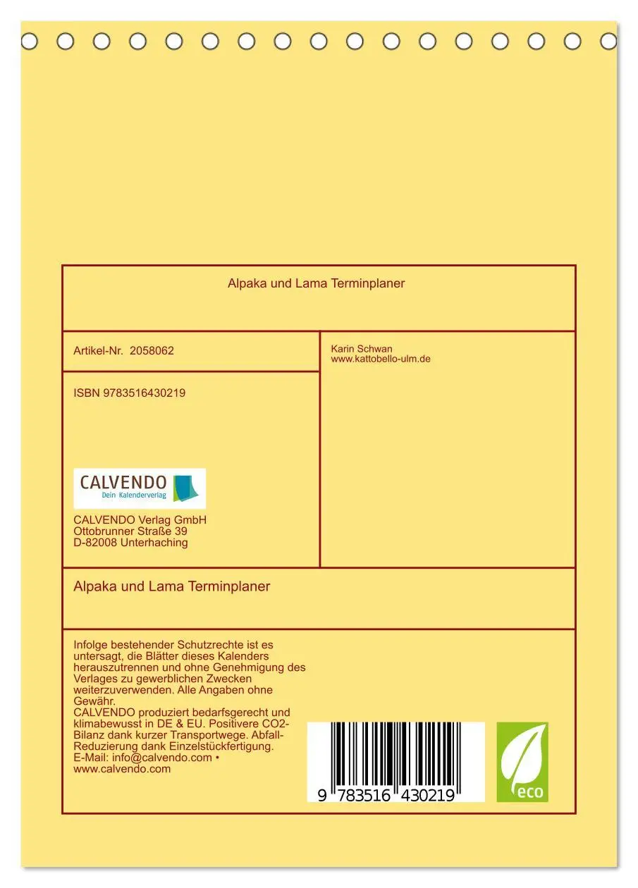 Bild: 9783516430219 | Alpaka und Lama Terminplaner (Tischkalender 2026 DIN A5 hoch),...