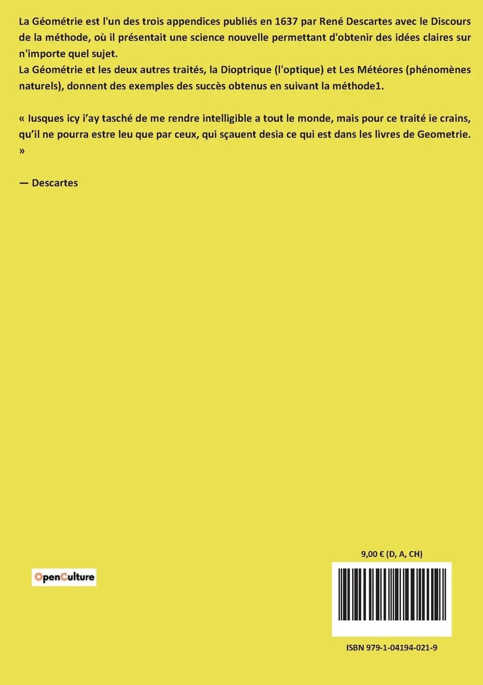 Rückseite: 9791041940219 | La Géométrie | René Descartes | Taschenbuch | Paperback | Französisch