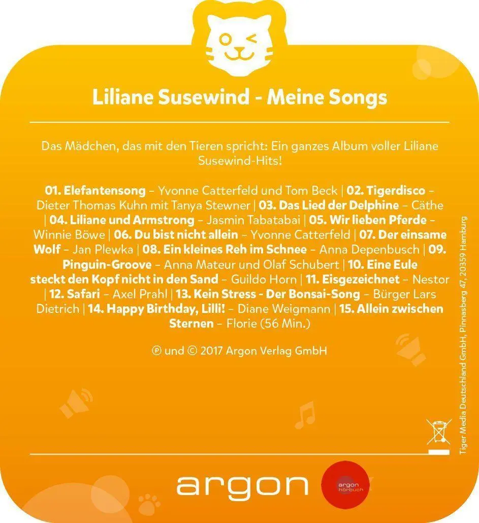Bild: 4260535480319 | tigercard - Liliane Susewind - Meine Songs | ??? | Deutsch | 2019
