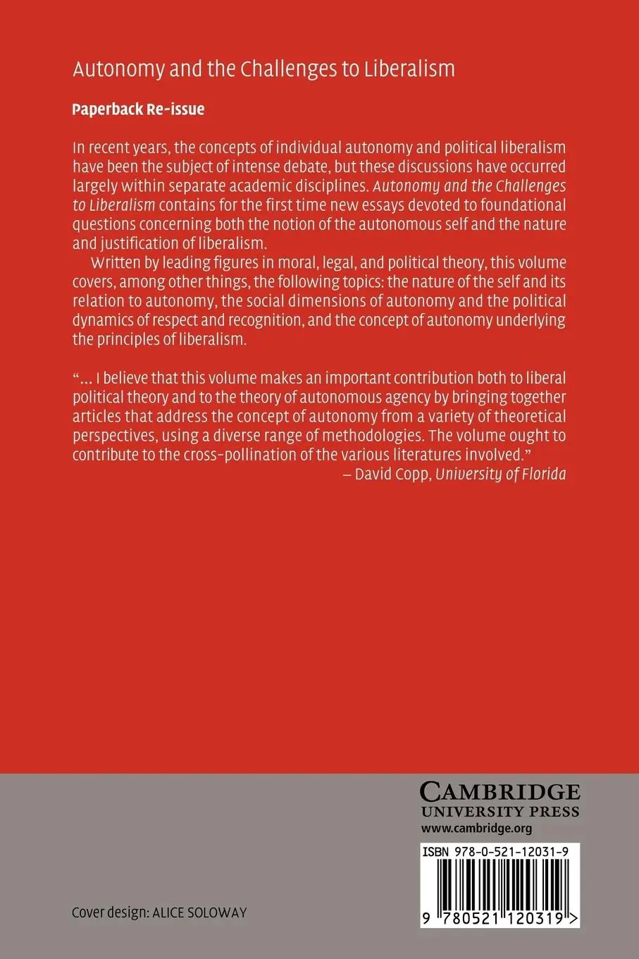 Rückseite: 9780521120319 | Autonomy and the Challenges to Liberalism | New Essays | Taschenbuch