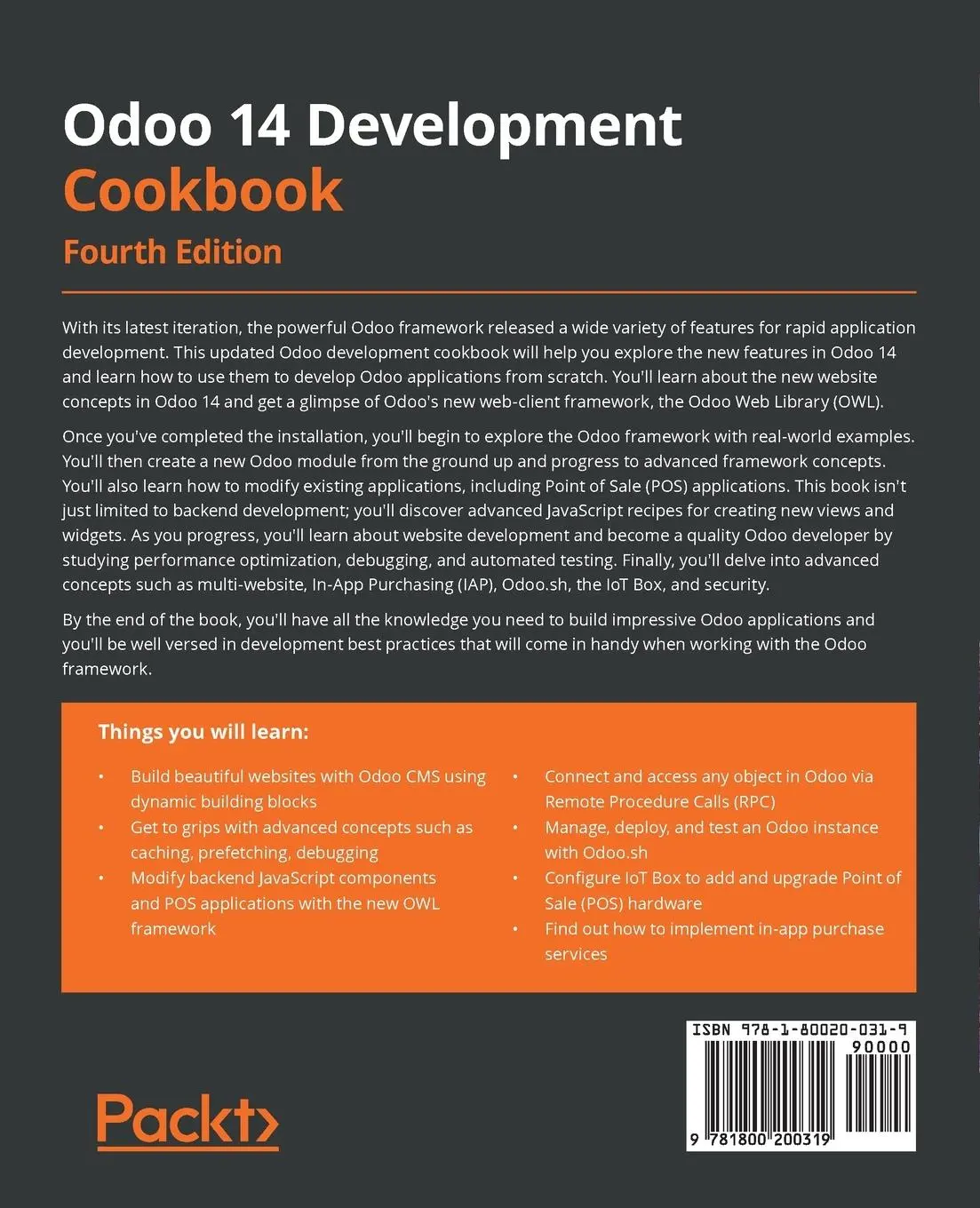 Rückseite: 9781800200319 | Odoo 14 Development Cookbook - Fourth Edition | Parth Gajjar (u. a.)