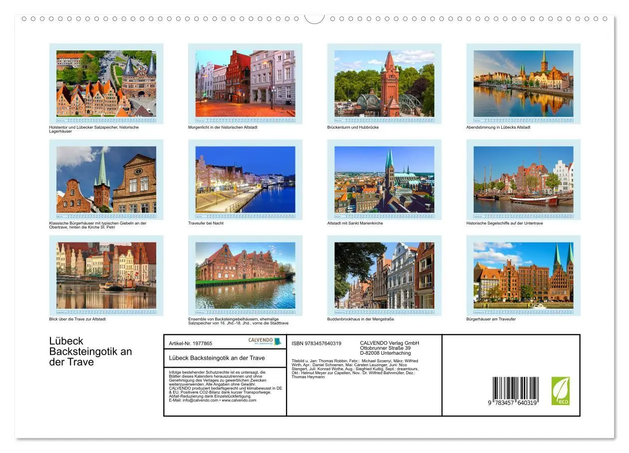 Bild: 9783457640319 | Lübeck Backsteingotik an der Trave (Wandkalender 2026 DIN A2 quer),...