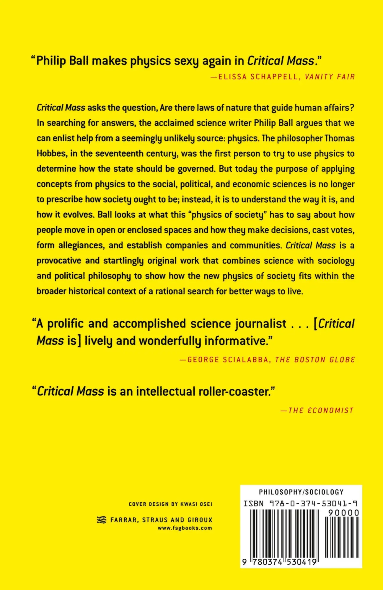 Rückseite: 9780374530419 | Critical Mass | How One Thing Leads to Another | Philip Ball | Buch