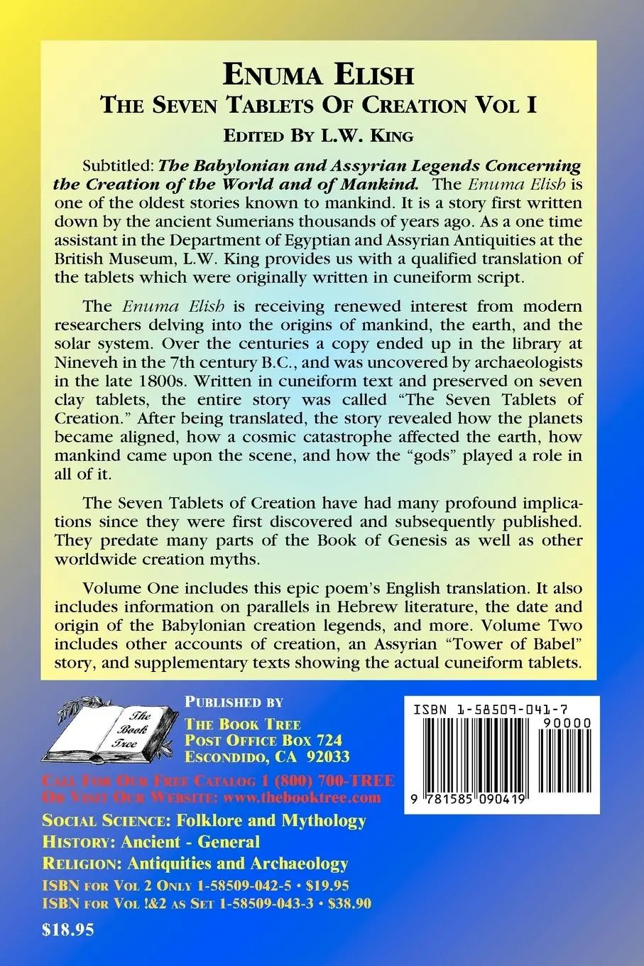 Rückseite: 9781585090419 | Enuma Elish | The Seven Tablets of Creation Volume 1 | L. W. King