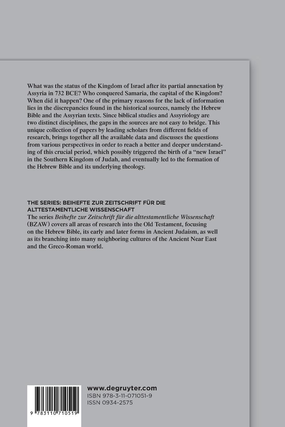 Rückseite: 9783110710519 | The Last Days of the Kingdom of Israel | Shuichi Hasegawa (u. a.)