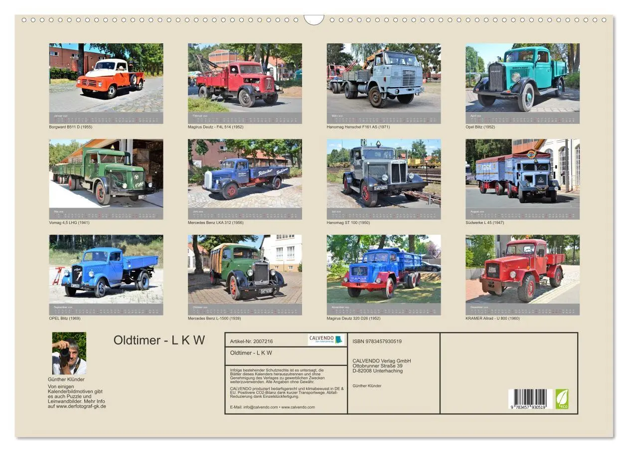 Bild: 9783457930519 | Oldtimer - L K W (Wandkalender 2026 DIN A2 quer), CALVENDO...