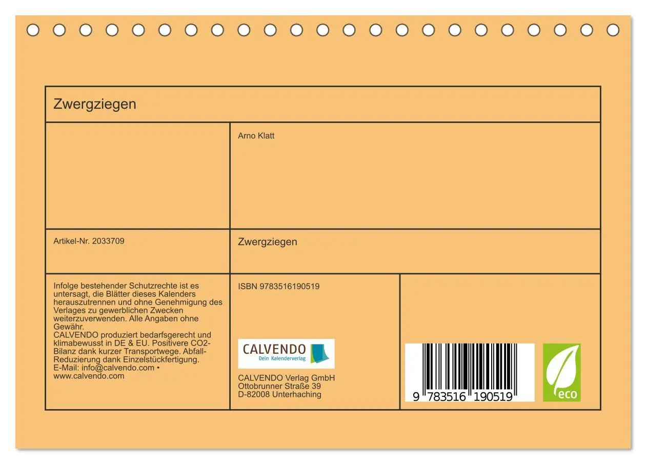 Bild: 9783516190519 | Zwergziegen (Tischkalender 2026 DIN A5 quer), CALVENDO Monatskalender