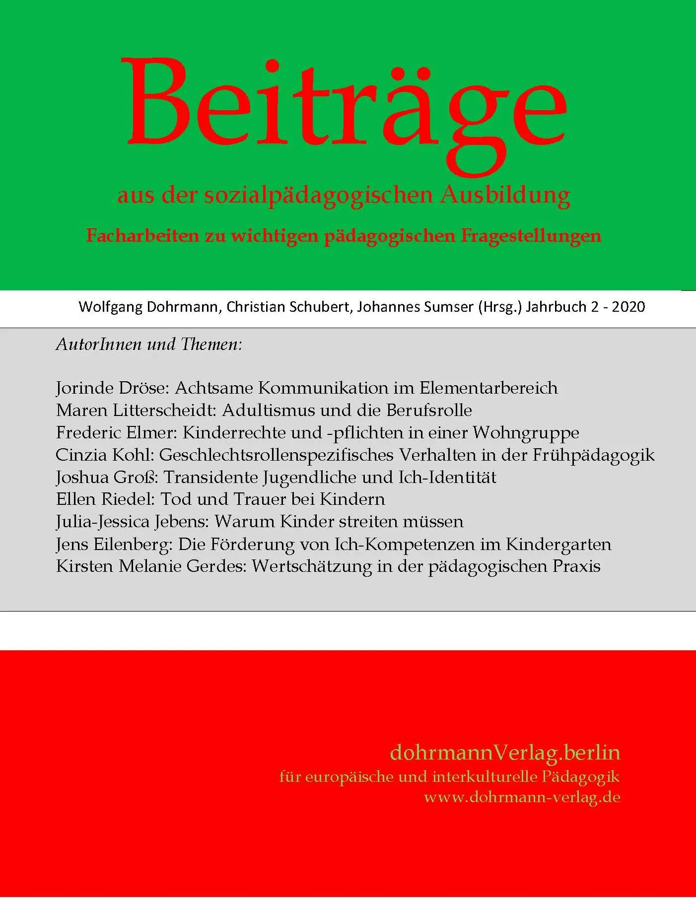 Cover: 9783938620519 | Beiträge aus der sozialpädagogischen Ausbildung | Dohrmann (u. a.)