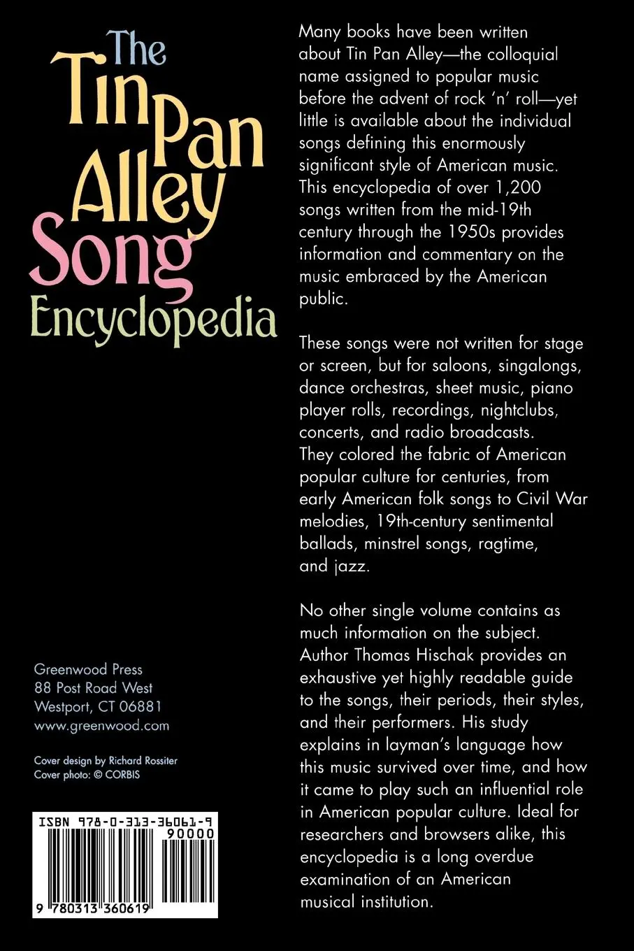 Rückseite: 9780313360619 | The Tin Pan Alley Song Encyclopedia | Thomas S. Hischak | Taschenbuch