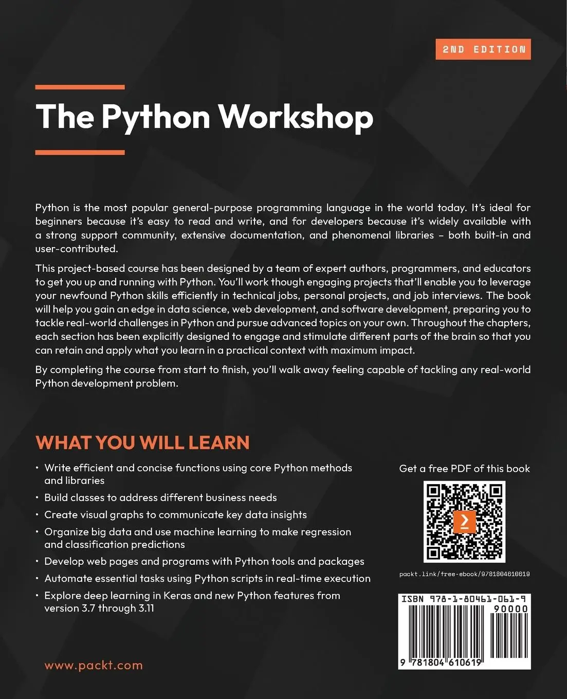 Rückseite: 9781804610619 | The Python Workshop - Second Edition | Corey Wade (u. a.) | Buch