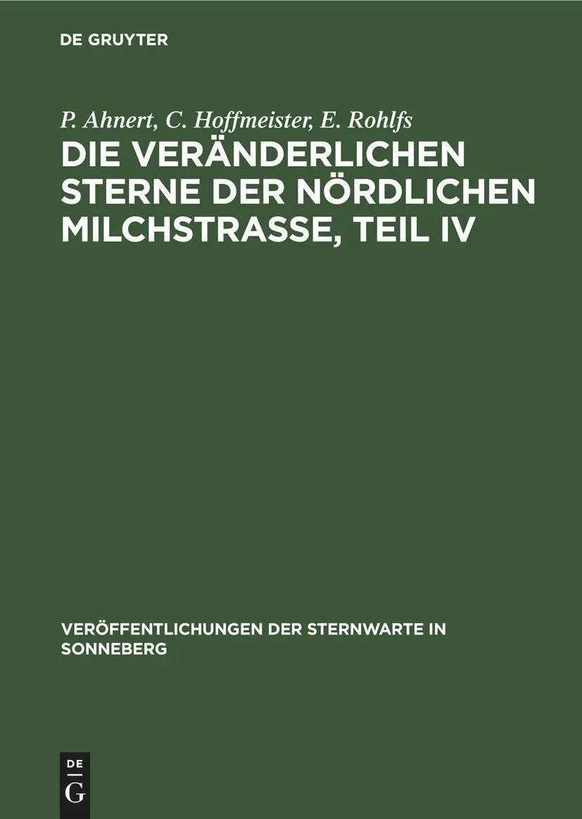 Die veränderlichen Sterne der nördlichen Milchstraße, Teil IV