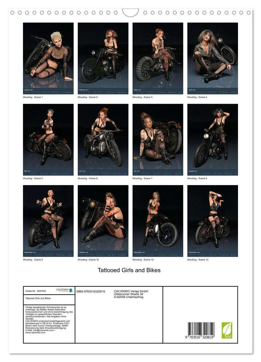 Bild: 9783516320619 | Tattooed Girls and Bikes (Wandkalender 2026 DIN A3 hoch), CALVENDO...