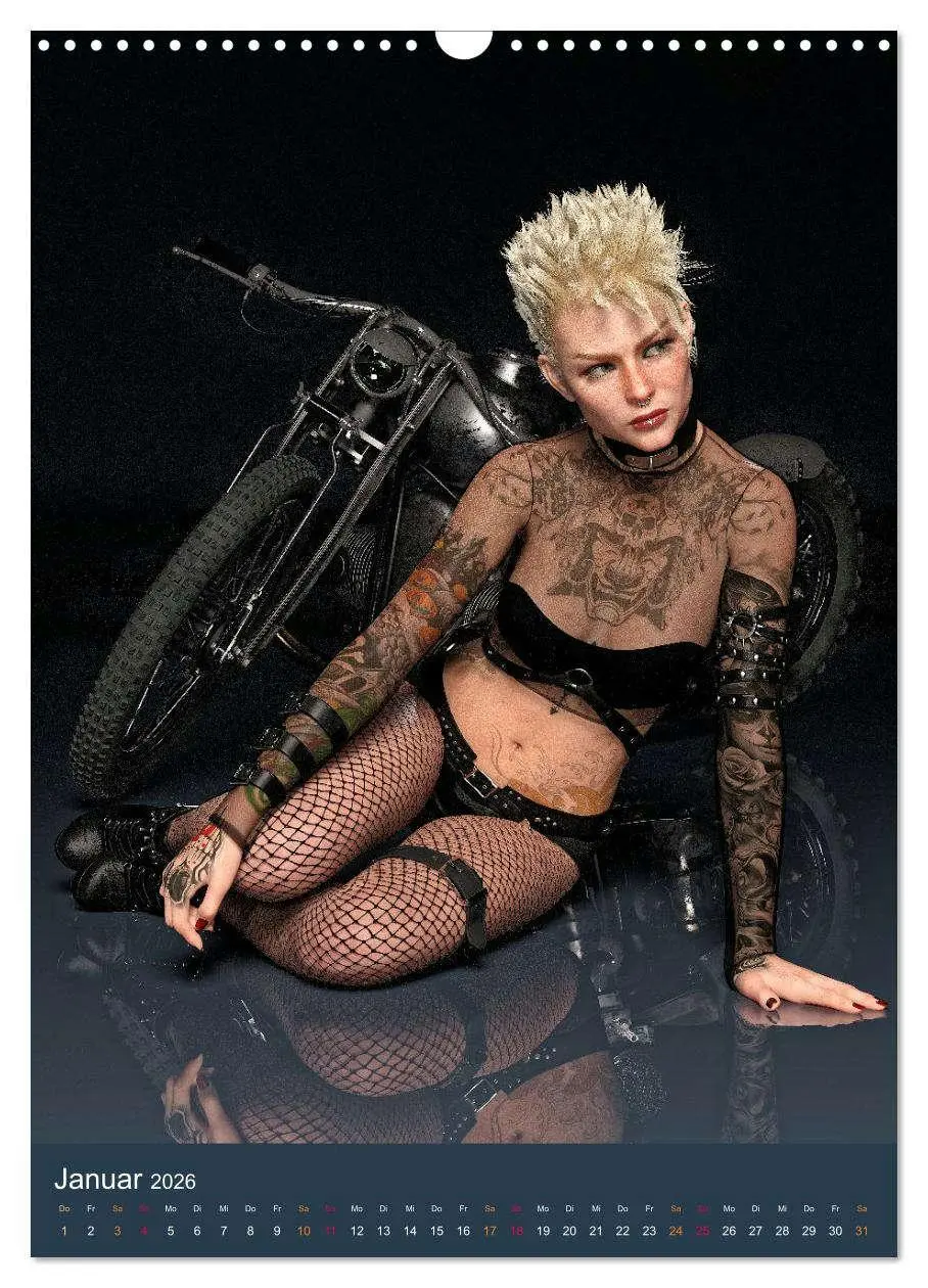 Bild: 9783516320619 | Tattooed Girls and Bikes (Wandkalender 2026 DIN A3 hoch), CALVENDO...