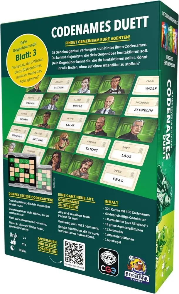 Bild: 4260664070719 | Codenames Duett | Kooperatives Assoziationsspiel | Vlaada Chvátil