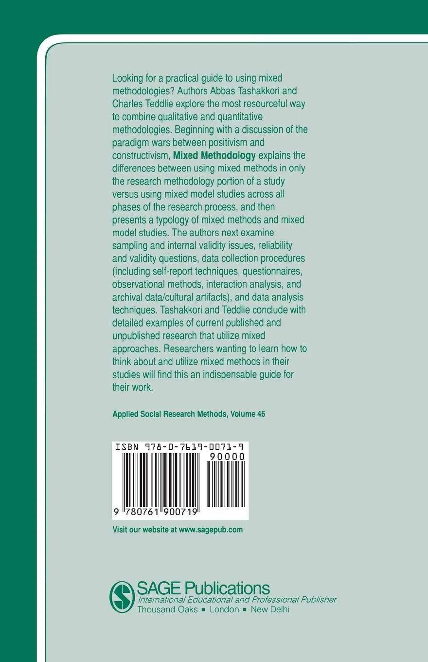 Rückseite: 9780761900719 | Mixed Methodology | Combining Qualitative and Quantitative Approaches