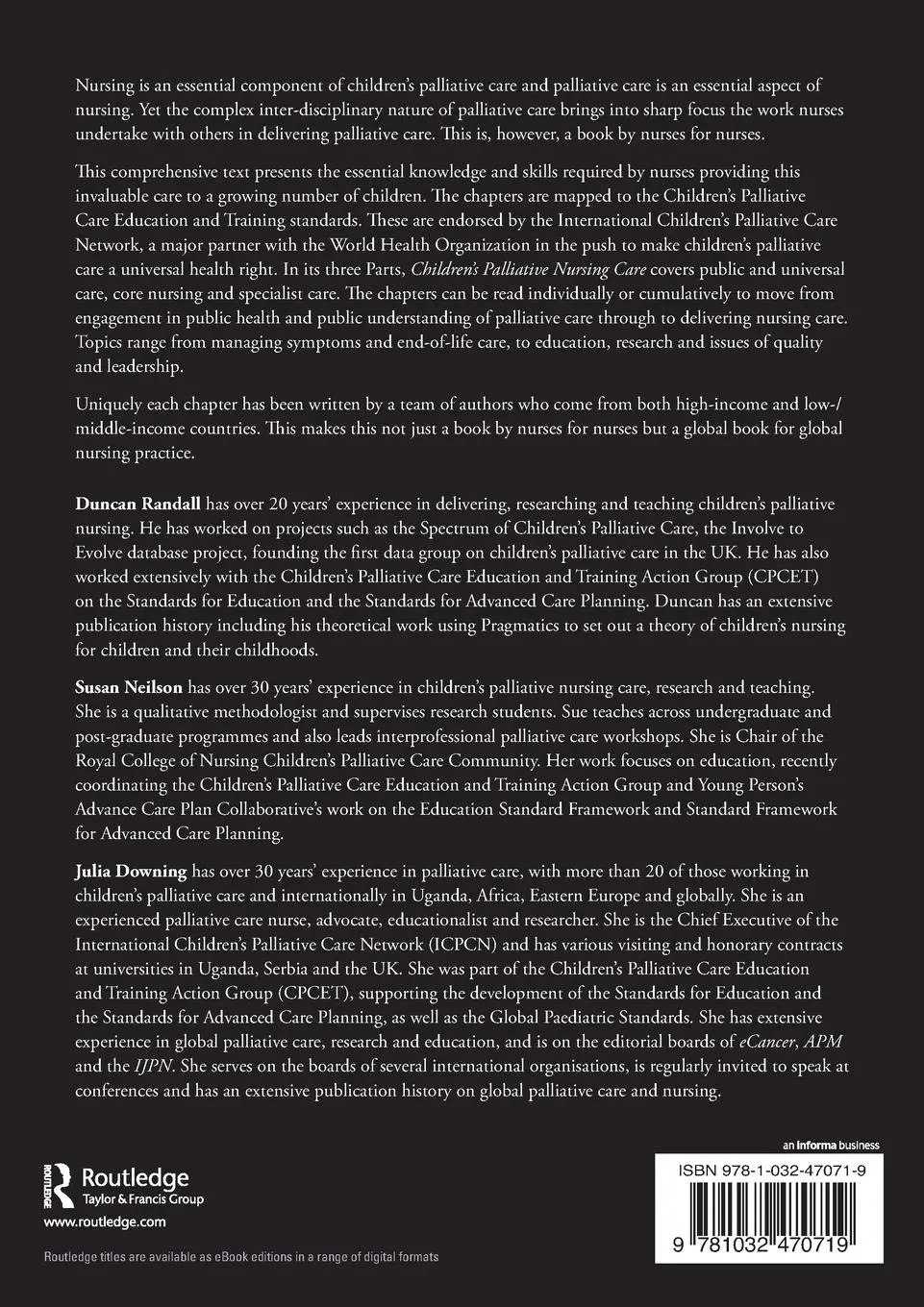 Rückseite: 9781032470719 | Children's Palliative Nursing Care | Duncan Randall (u. a.) | Buch