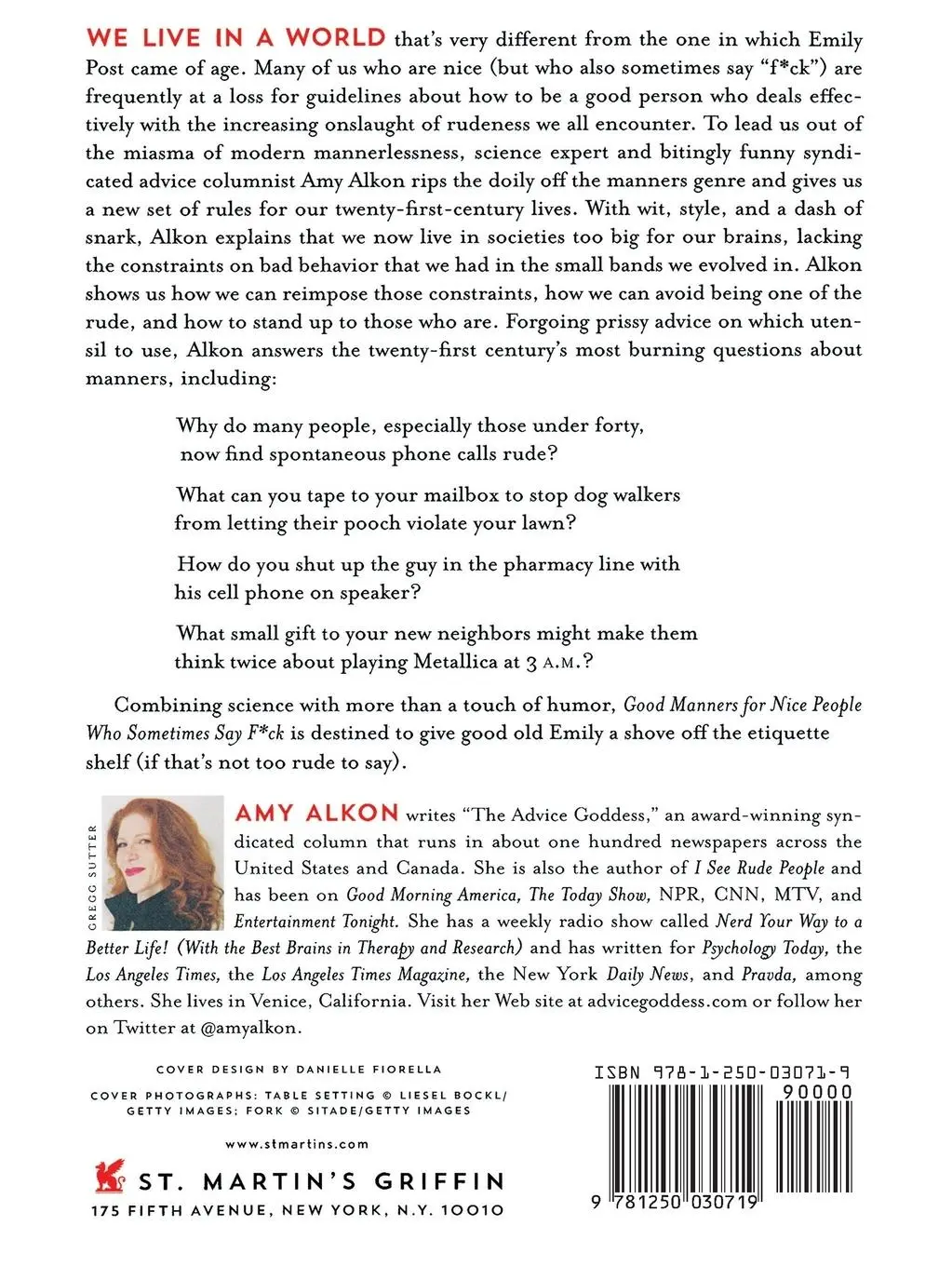 Rückseite: 9781250030719 | Good Manners for Nice People Who Sometimes Say F*ck | Amy Alkon | Buch
