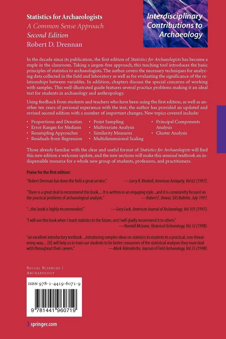 Rückseite: 9781441960719 | Statistics for Archaeologists | A Common Sense Approach | Drennan | xv