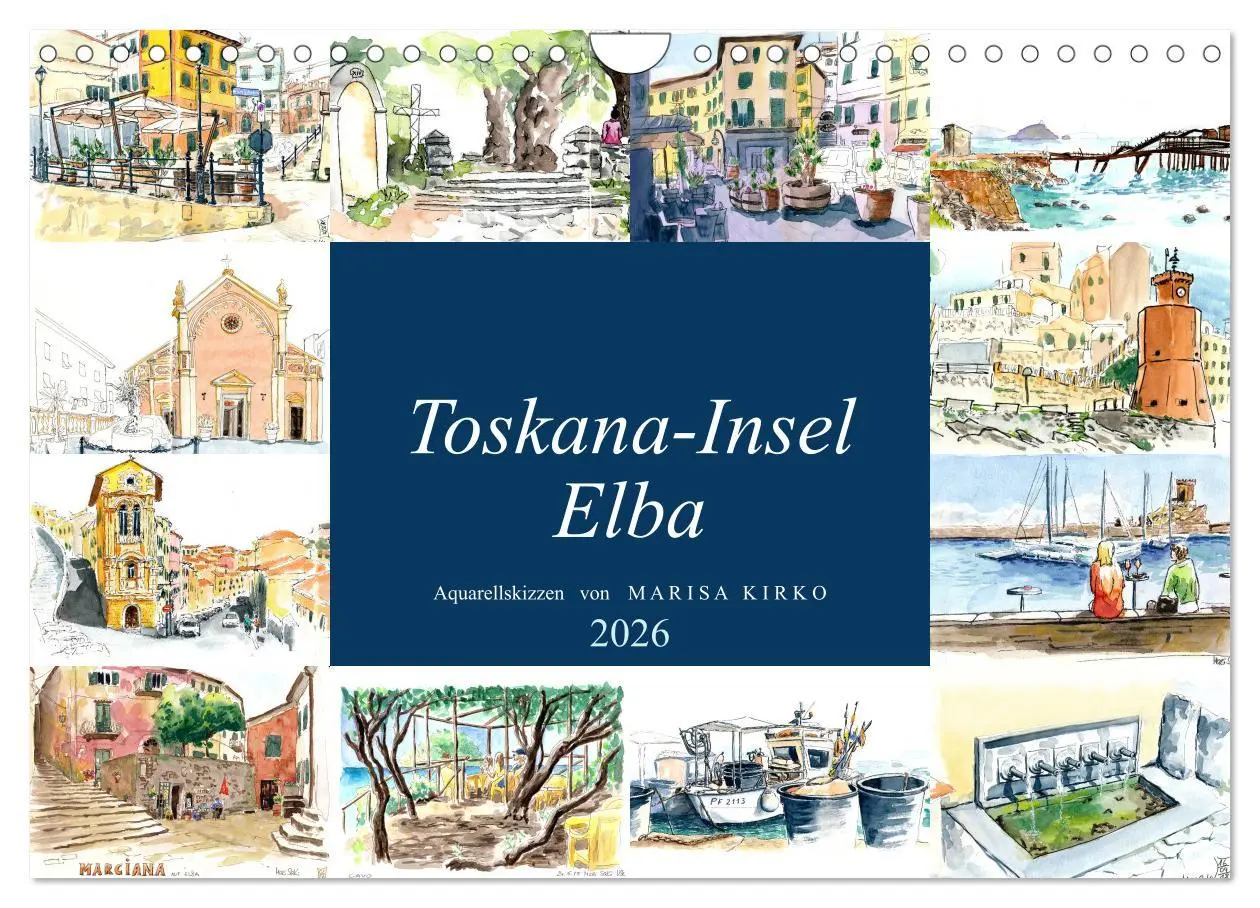 Cover: 9783457840719 | Toskana-Insel Elba - Aquarellskizzen (Wandkalender 2026 DIN A4...