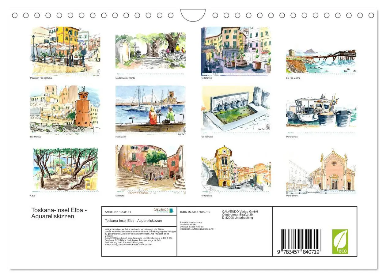 Bild: 9783457840719 | Toskana-Insel Elba - Aquarellskizzen (Wandkalender 2026 DIN A4...