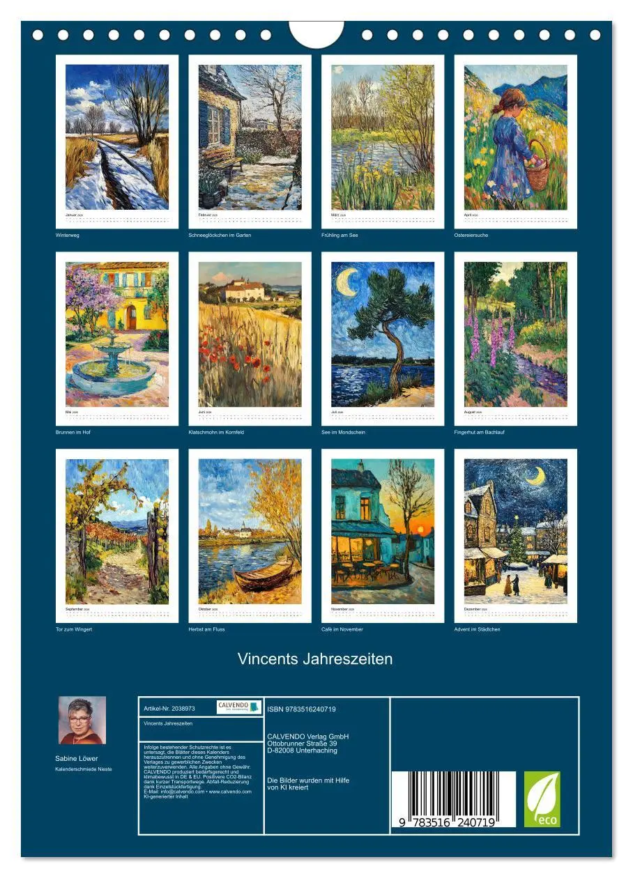 Bild: 9783516240719 | Vincents Jahreszeiten (Wandkalender 2026 DIN A4 hoch), CALVENDO...