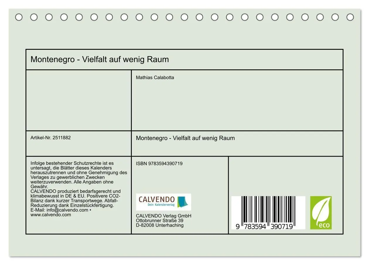 Bild: 9783594390719 | Montenegro - Vielfalt auf wenig Raum (Tischkalender 2027 DIN A5...