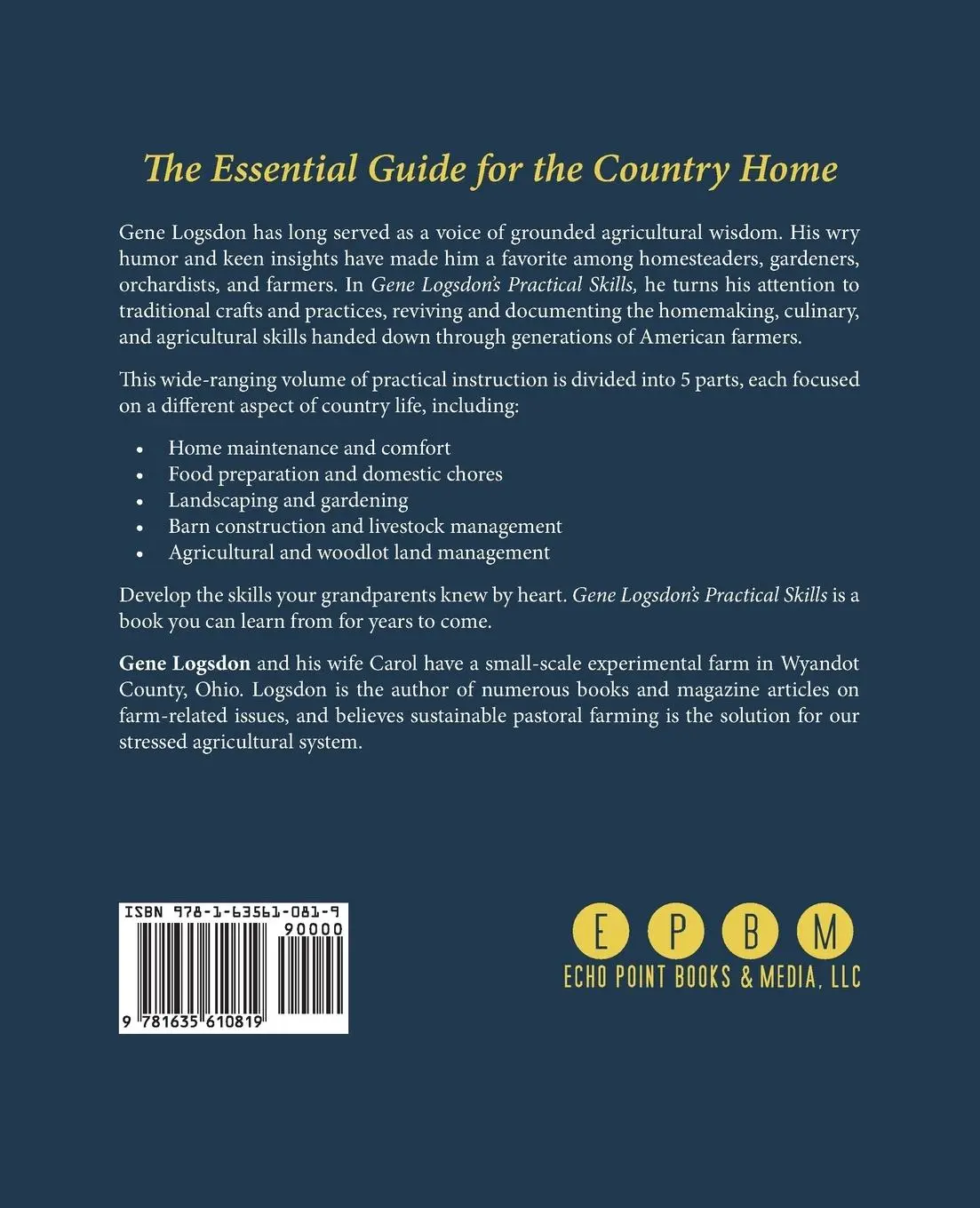 Rückseite: 9781635610819 | Gene Logsdon's Practical Skills | Gene Logsdon | Taschenbuch | 2017