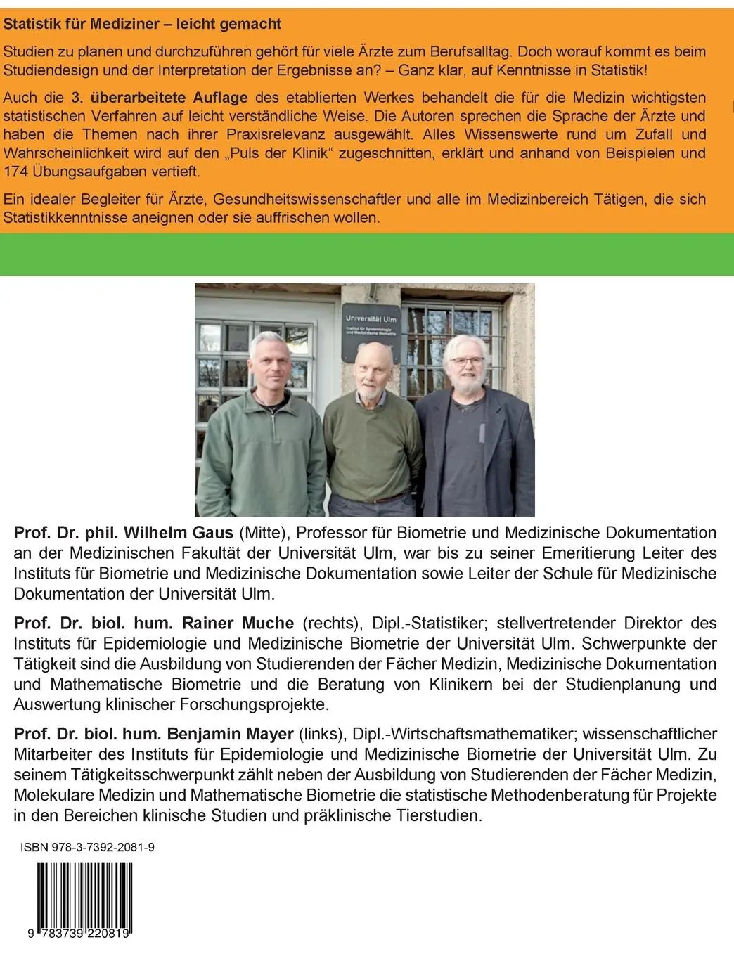Rückseite: 9783739220819 | Medizinische Statistik | Wilhelm Gaus (u. a.) | Taschenbuch | 650 S.
