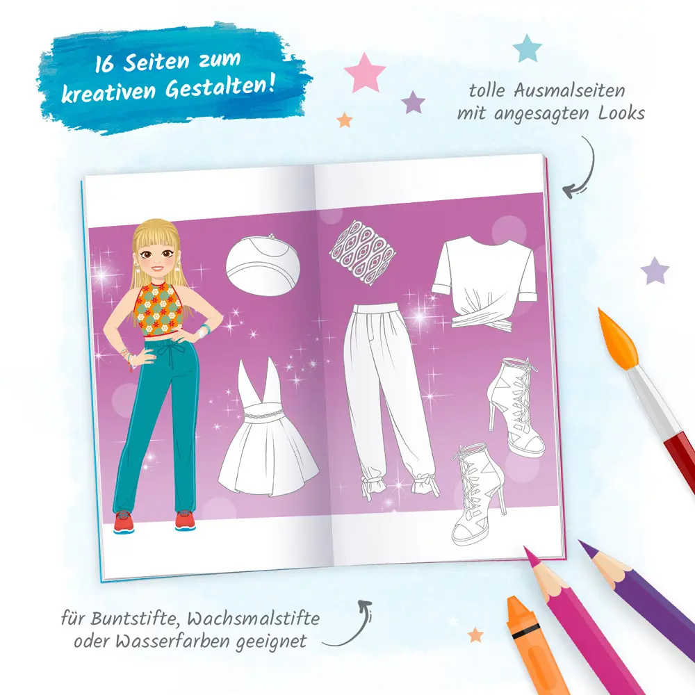 Bild: 9783988020819 | Trötsch Malbuch Stickermalbuch Fashion-Star Popstar | Trötsch Verlag