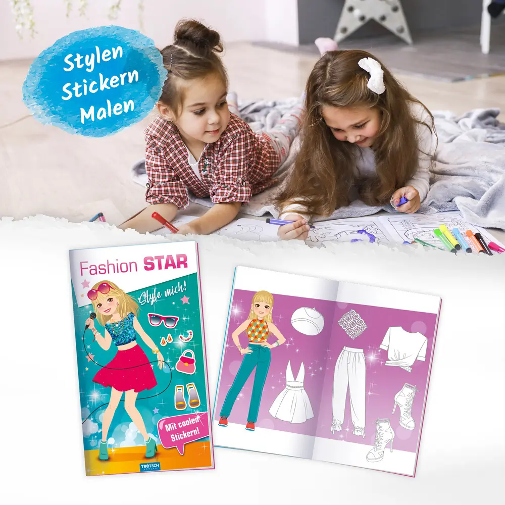 Bild: 9783988020819 | Trötsch Malbuch Stickermalbuch Fashion-Star Popstar | Trötsch Verlag