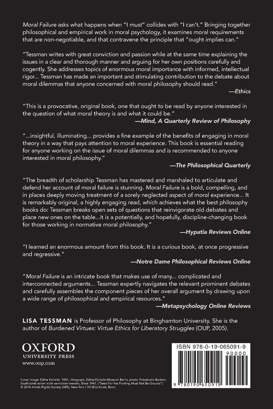 Rückseite: 9780190650919 | Moral Failure | On the Impossible Demands of Morality | Lisa Tessman