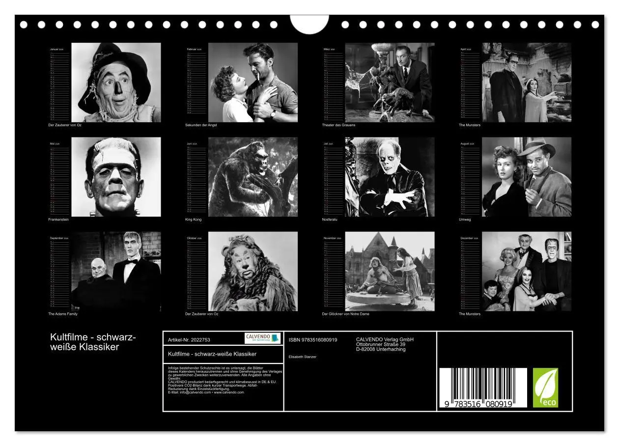 Bild: 9783516080919 | Kultfilme - schwarz-weiße Klassiker (Wandkalender 2026 DIN A4...