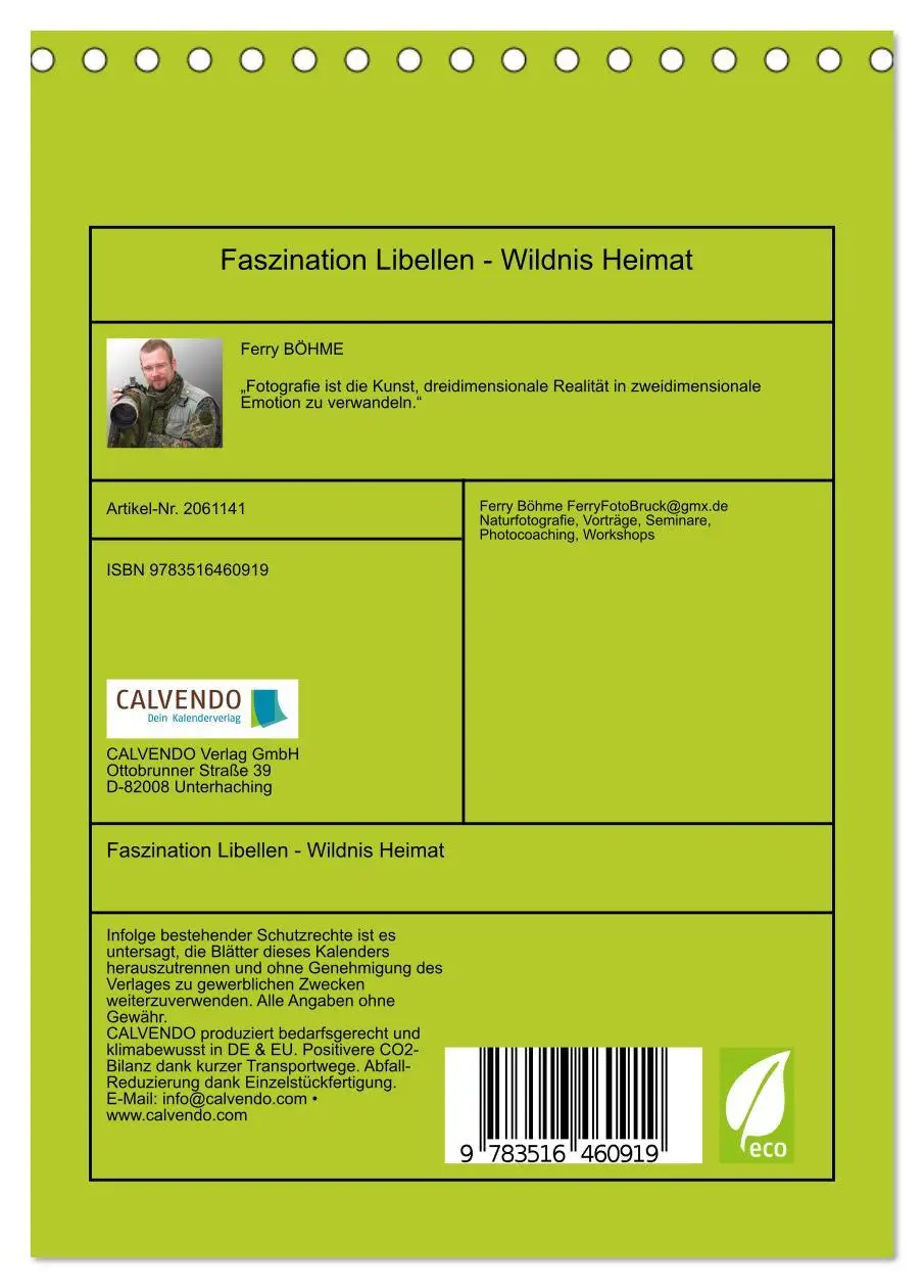 Bild: 9783516460919 | Faszination Libellen - Wildnis Heimat (Tischkalender 2026 DIN A5...