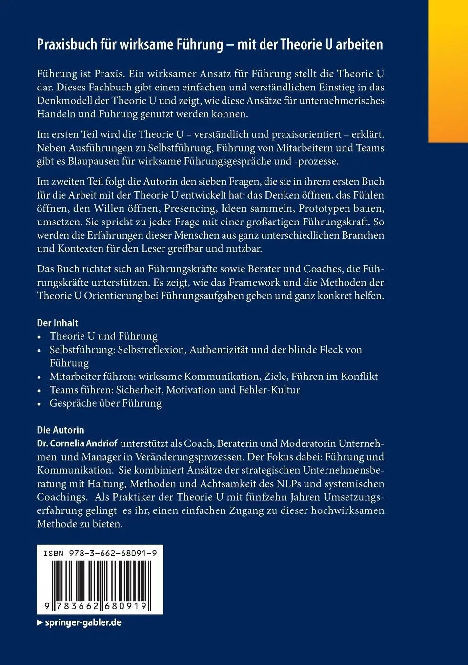 Rückseite: 9783662680919 | Praxisbuch für wirksame Führung - mit der Theorie U arbeiten | Andriof