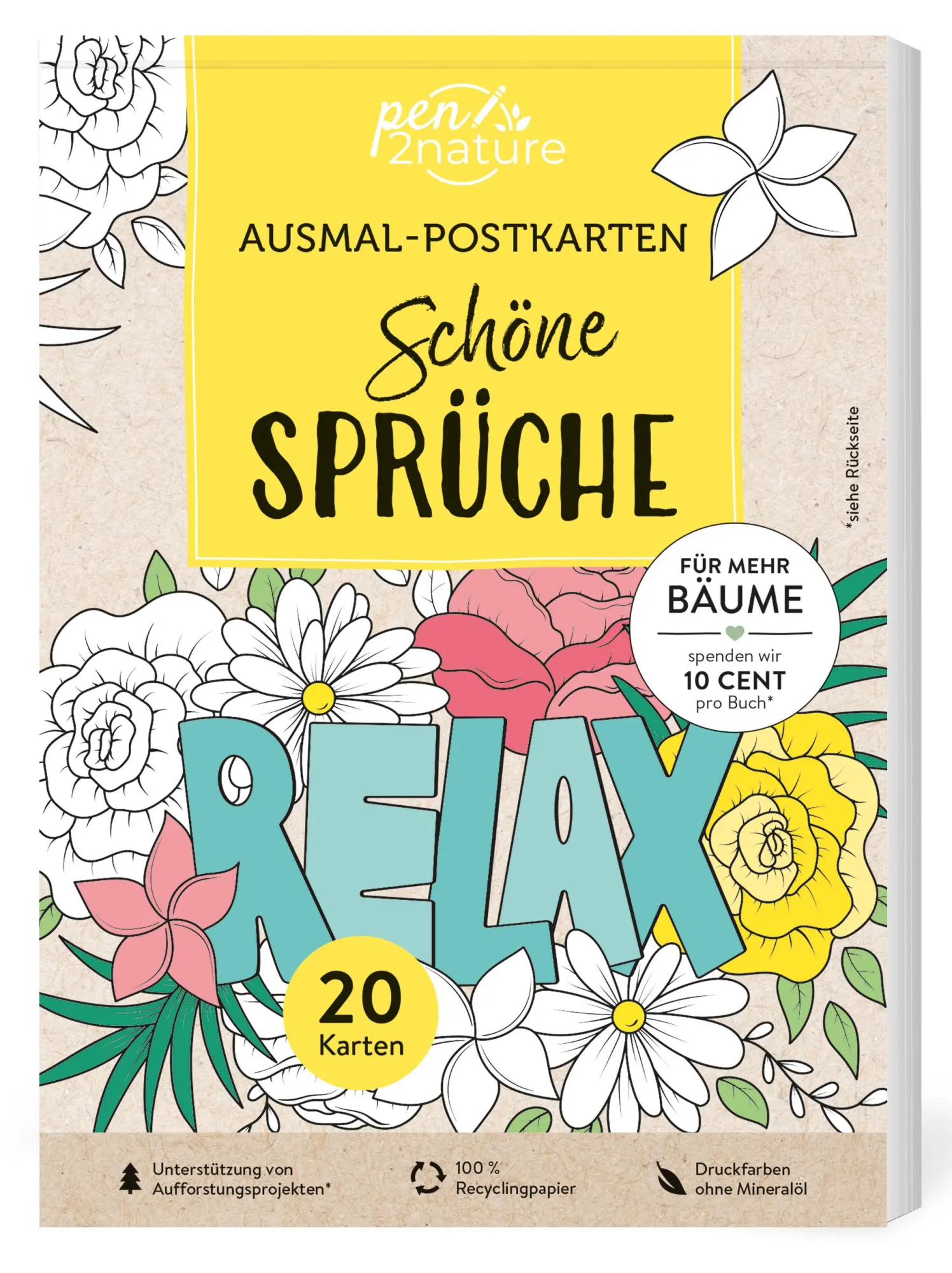 Cover: 9783987640919 | Ausmal-Postkarten Schöne Sprüche 20 Karten | Taschenbuch | 40 S.
